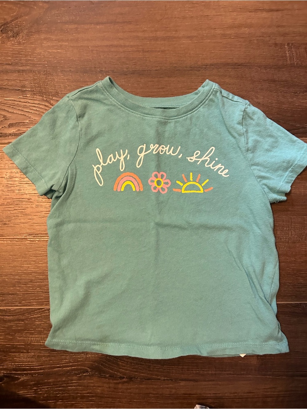 Old Navy Teal Short-Sleeve Tee with Rainbow & Sun Graphic